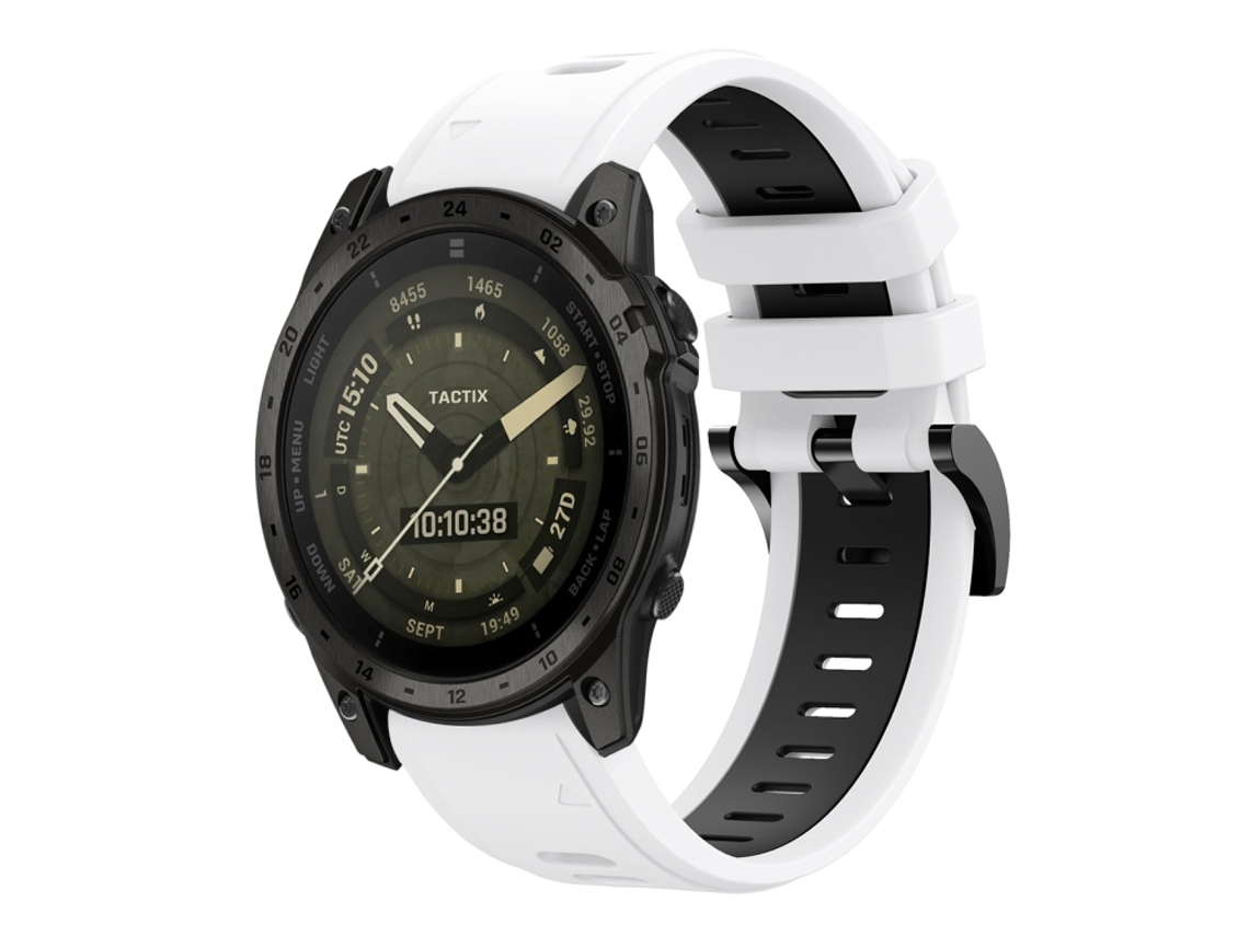 Bracelete para Garmin Tactix 7 Amoled Silicone Esportivo Duas Cores Branco + Parte Traseira XIAOMOYU (26mm)