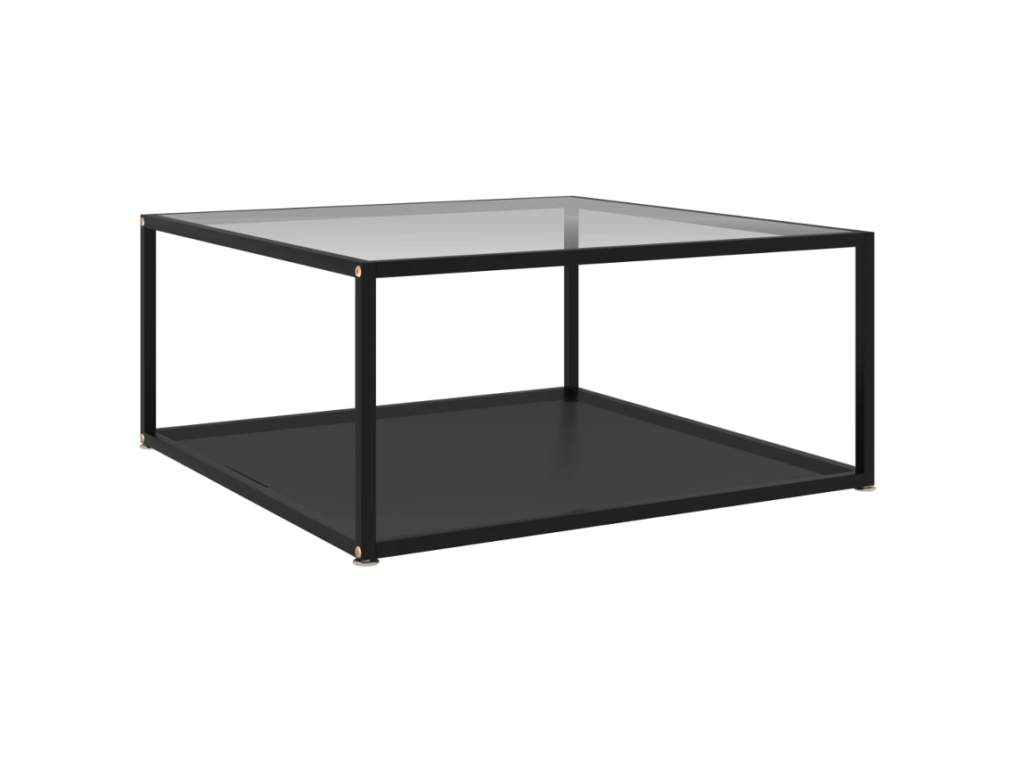 Vidaxl Mesa De Centro 80x80x35 Cm Vidro Temperado Transparente E Preto