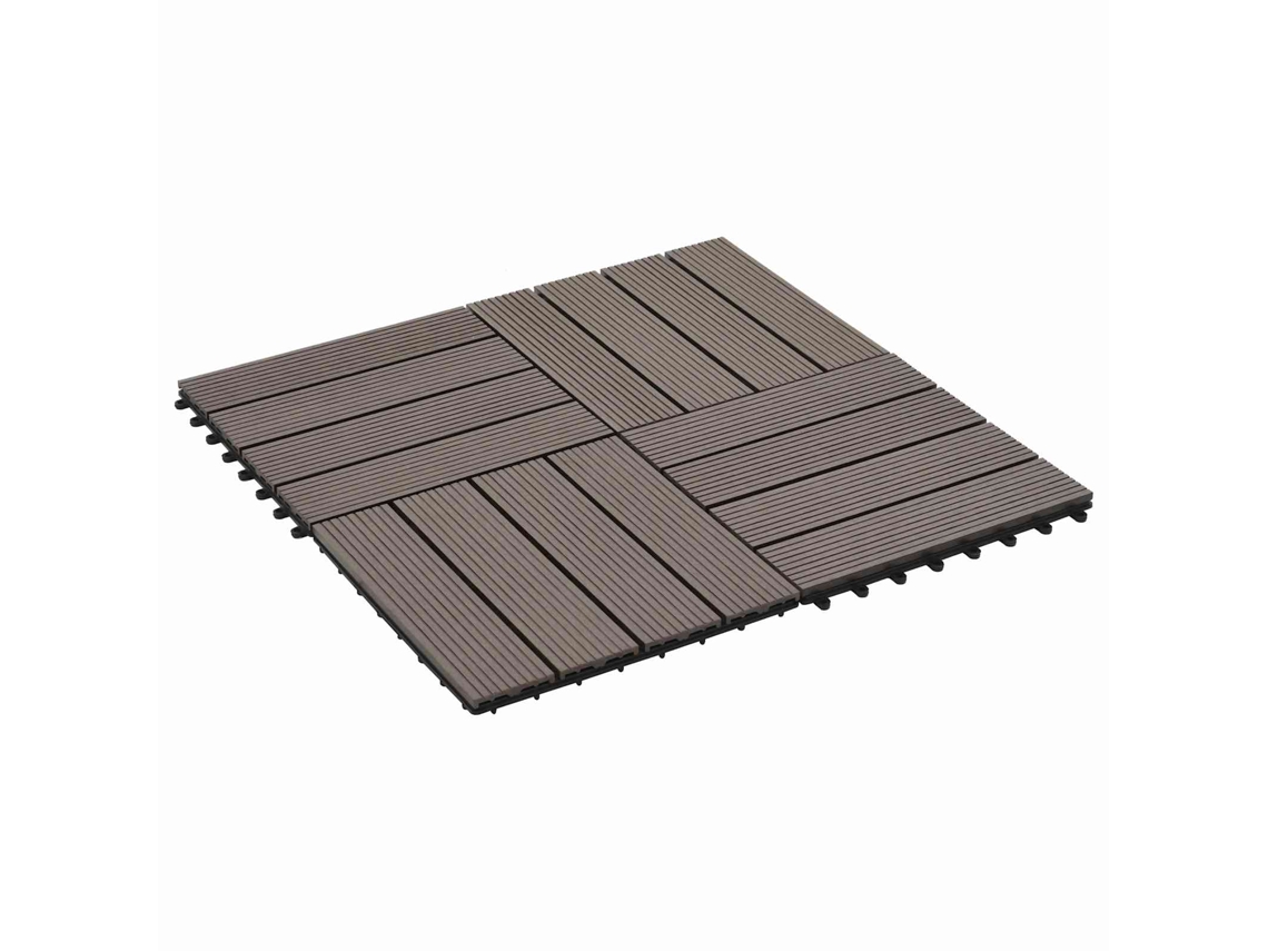 Vidaxl Telha De Deck 22 Unid. Marrom Escuro 30 X 30 Cm Wpc