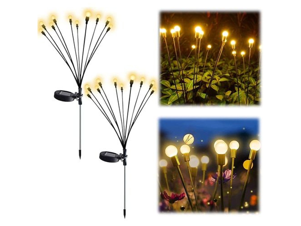 Luzes Solares Para Caminho Tdbest Firefly, Pacote Com 2 Luzes Solares Para Caminho Para Jardim, Led Firefly Aquaforge