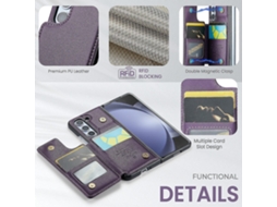 Capa De Couro Samsung Galaxy Z Fold 5 Com Suporte Slot Cartão E Rfid Shielding