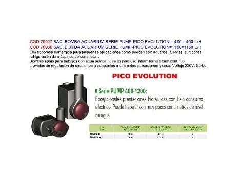 Saci bomba aquarium serie pump-pico evolution 1150 1150 l-h