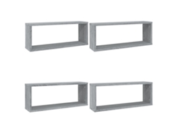 Wall Cube Shelf, Wall Cube Shelves Vidaxl Cinzeto Madeira Processada (60 X 15 X 23 Cm)