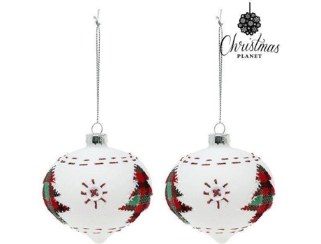 Conjunto 2 Bolas de Natal CHRISTMAS PLANET 2003 (Cristal - Branco - 8cm)