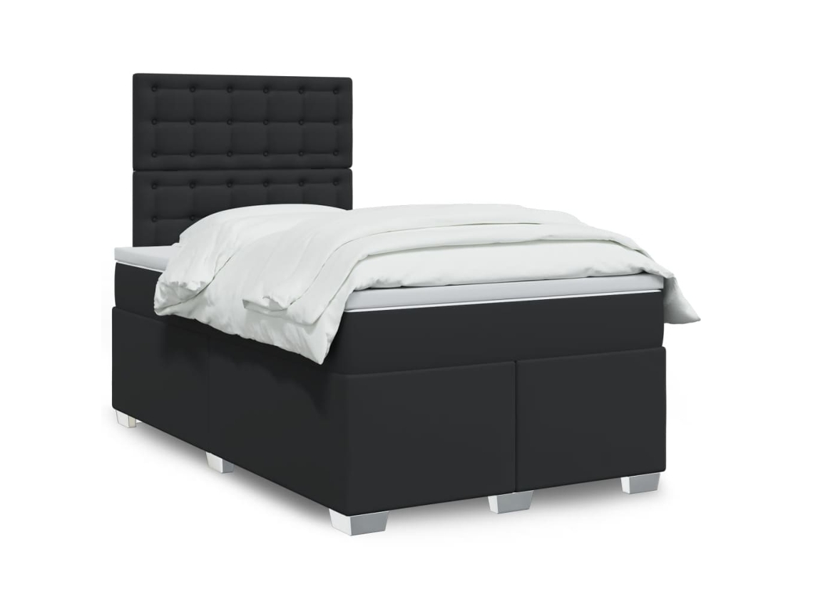 Vidaxl Cama Boxspring com Colchão 120x190 Cm Couro Artificial Preto