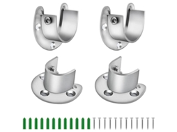 Suporte de Flange U Nova Line 28mm com Parafusos, Inox, para Cabides de Armário e Bastidores de Roupas, Prata | S/MARCA