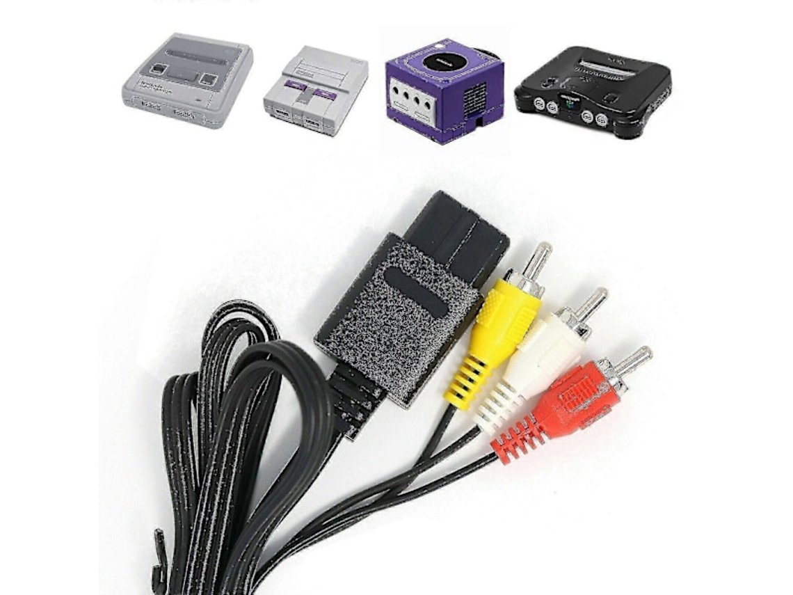 Cabo Av De Áudio E Vídeo Para Consola, Rca, Compatível Com Gamecube, Nintendo 64, Snes, Para Instalação Prática E Utilização Regular