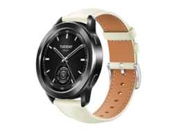 Bracelete Para Xiaomi Watch S3 / 2 Pro / S2 / S1 - Couro Preto - Cabeça Chata - Textura De Tubarão (22mm) Branco Cremoso