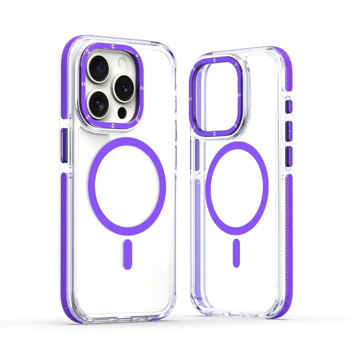 (iphone 12 Pro, Roxo) Capa Protetora Magnética Transparente Para Iphone, Compatível Com Carregamento Sem Fio Magsafe.