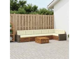 Vidaxl Conjunto De Sofás Para Exterior 7 Pcs Natural E Creme