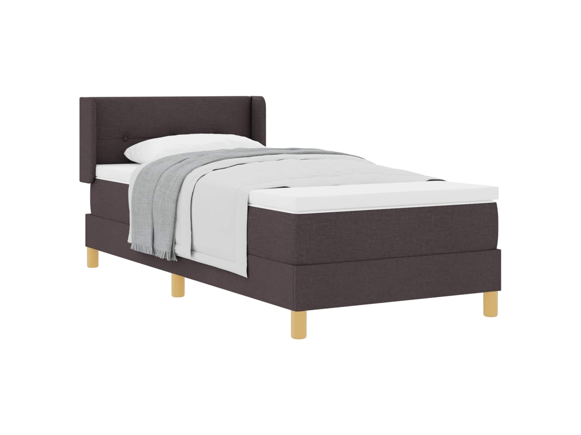 Cama Box com Colchão Marrom Escuro 190 X 90 Cm Tecido MAISON EXCLUSIVE