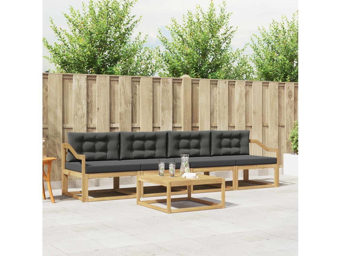 Vidaxl Conjunto De Sofás Para Exterior 4 Unid. Branco E Antracite