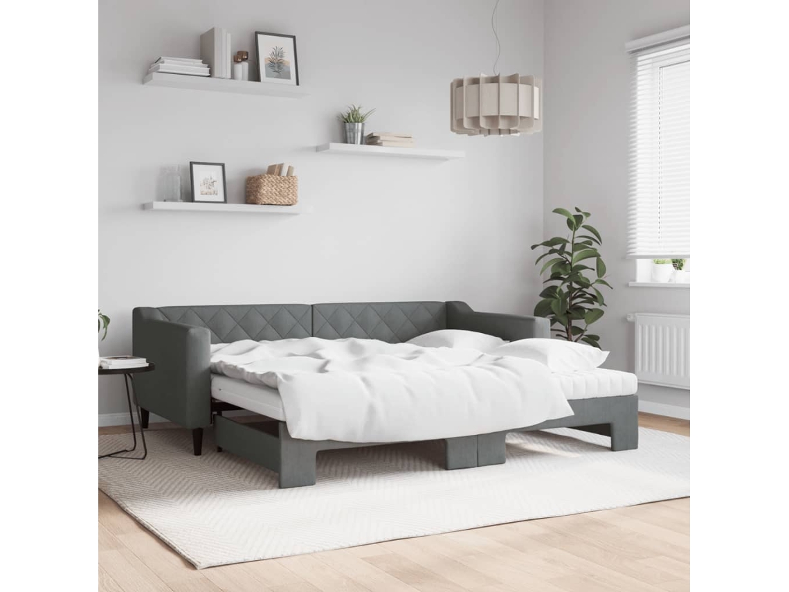 Daybed With Trundle, Daybeds With Trundles Vidaxl Cinzeto Tecido (90 X 190 Cm)