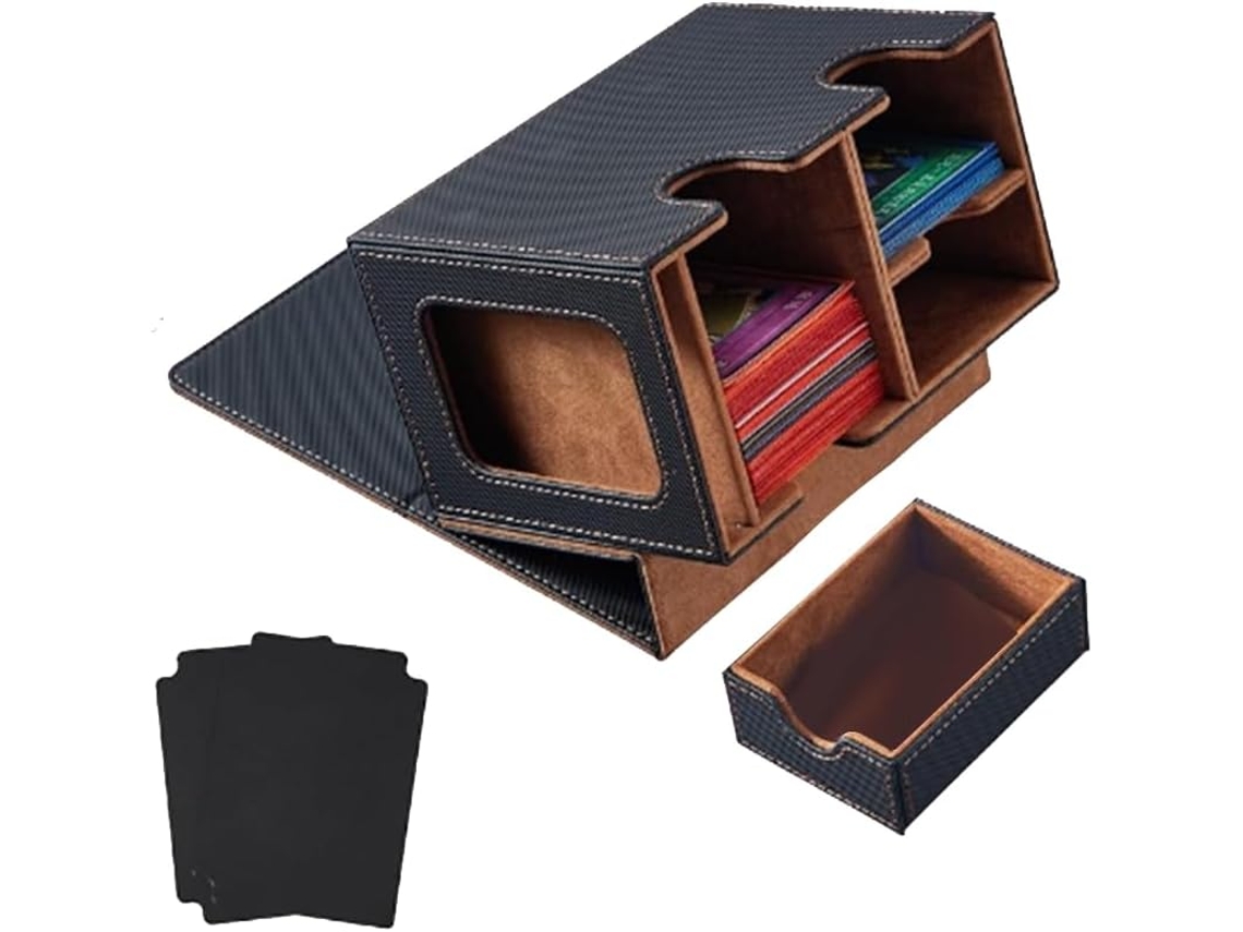 Caixa SFUSHOS, expositora para cartas, com bandeja, capacidade para 160 cartas, armazenamento dourado