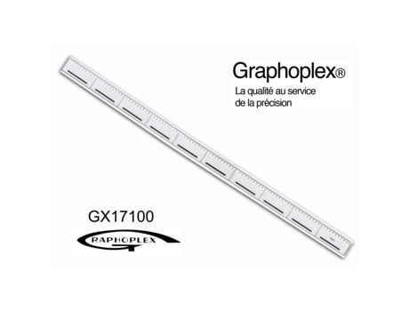 Régua de corte de borda de aço quadrada antiderrapante 100cm - Graphoplex cor