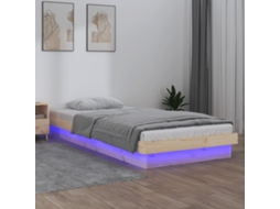 Vidaxl Estrutura De Cama Com Luzes Led 90x200 Cm Madeira Maciça