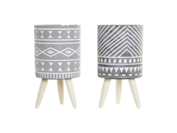 Conjunto de 2 Vasos DKD HOME DECOR (Cimento - 14.3 x 14.3 x 26.20 cm)