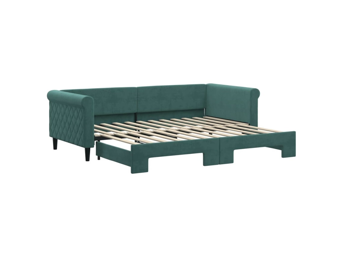 Sofá-cama com gavetão VIDAXL Verde Veludo (90x200 cm)