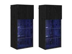 Conjunto 2 Unidades De Armazenamento Vidaxl Preto Derivados De Madeira (40,5 X 30 X 90 Cm)