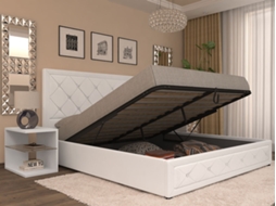 Cama de Casal Roman, Estrado Elevatório (Branco)(190x140 cm) 