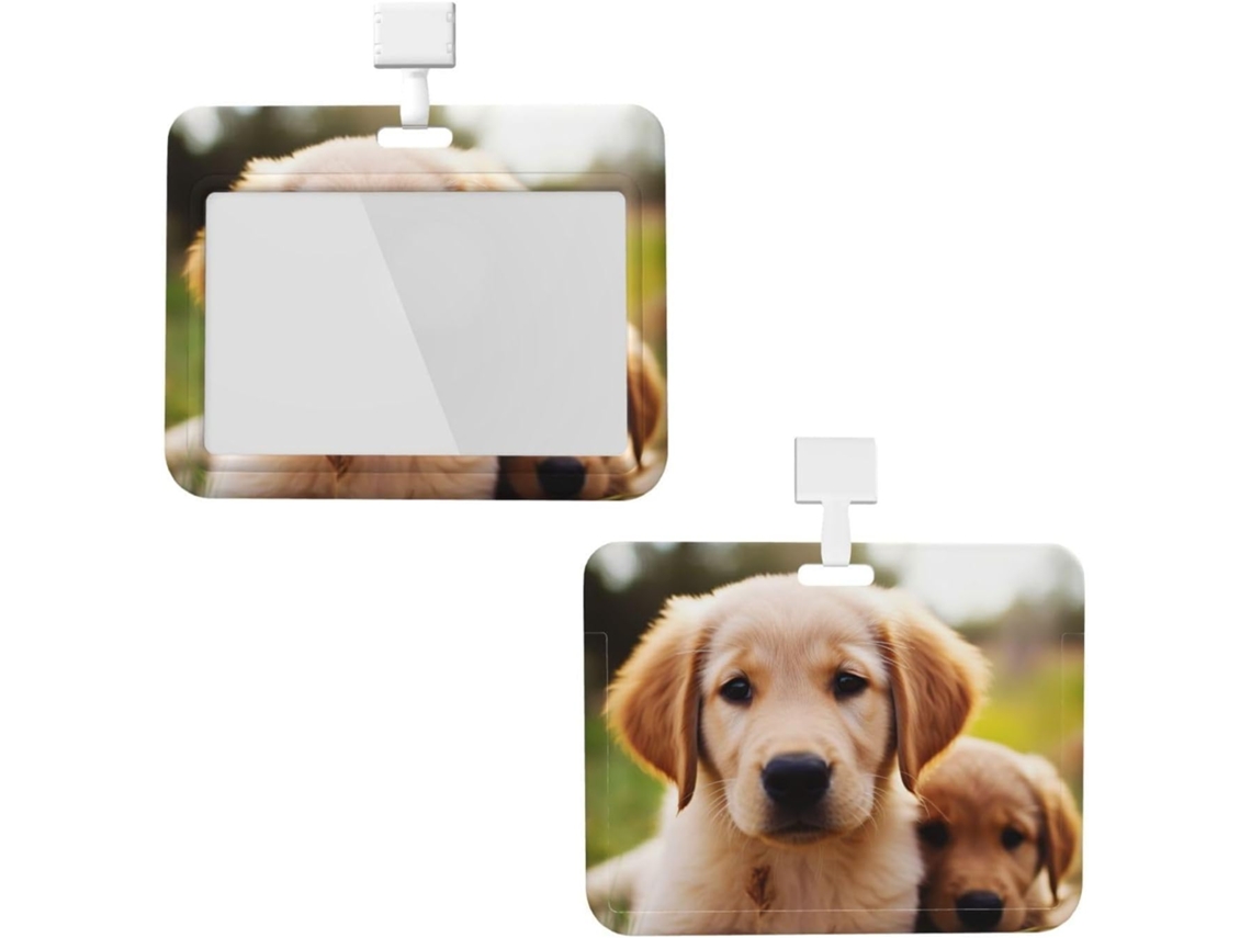 Porta Crachá Impermeável Com Cordão, Porta Crachá Com Estampa De Cachorrinho Golden Retriever, Porta Crachá Portátil