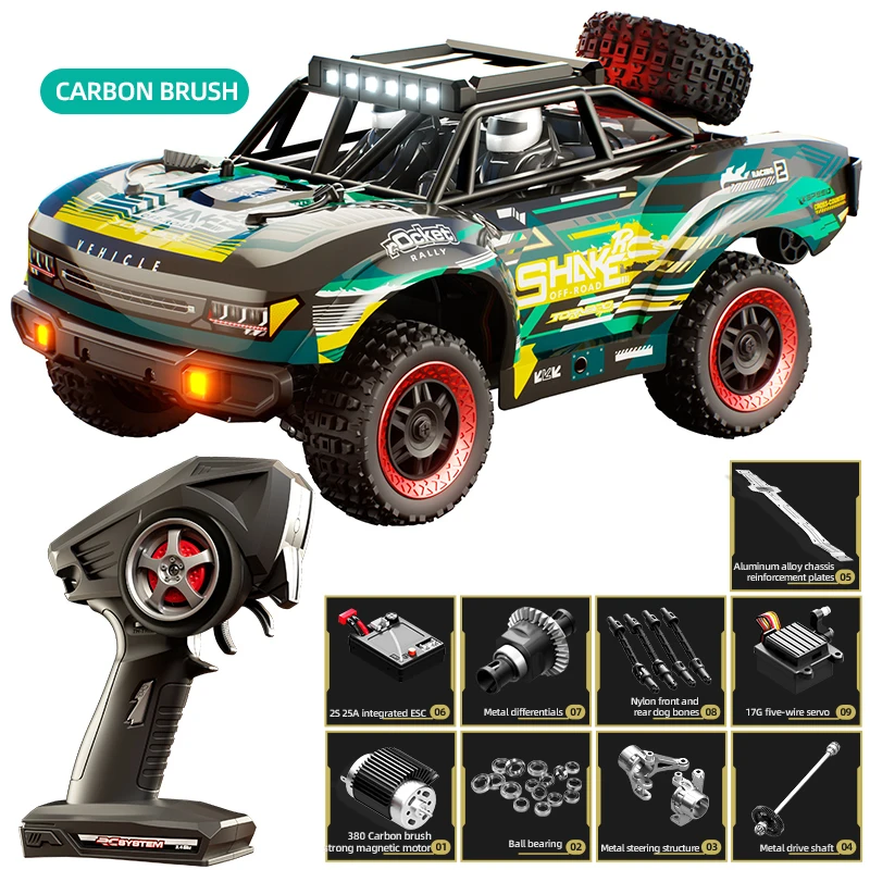 (escova De Carbono Verde) Modelo De Caminhão Elétrico Off-road, Escala 1:18, 2,4 Ghz