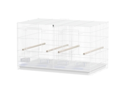 Gaiola Para Pássaros Com Divisória Para Aves Com 4 Comedouros 4 Poleiros E Bandeja Amovível 76x46x46 Cm Branco