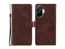 Capa Tkdaddy Para Xiaomi Redmi Turbo 4 Pro 5g / Poco F7 5g, Capa Tipo Carteira De Couro Sintético Com Textura De Bezerro E Alça De Pulso, Marrom