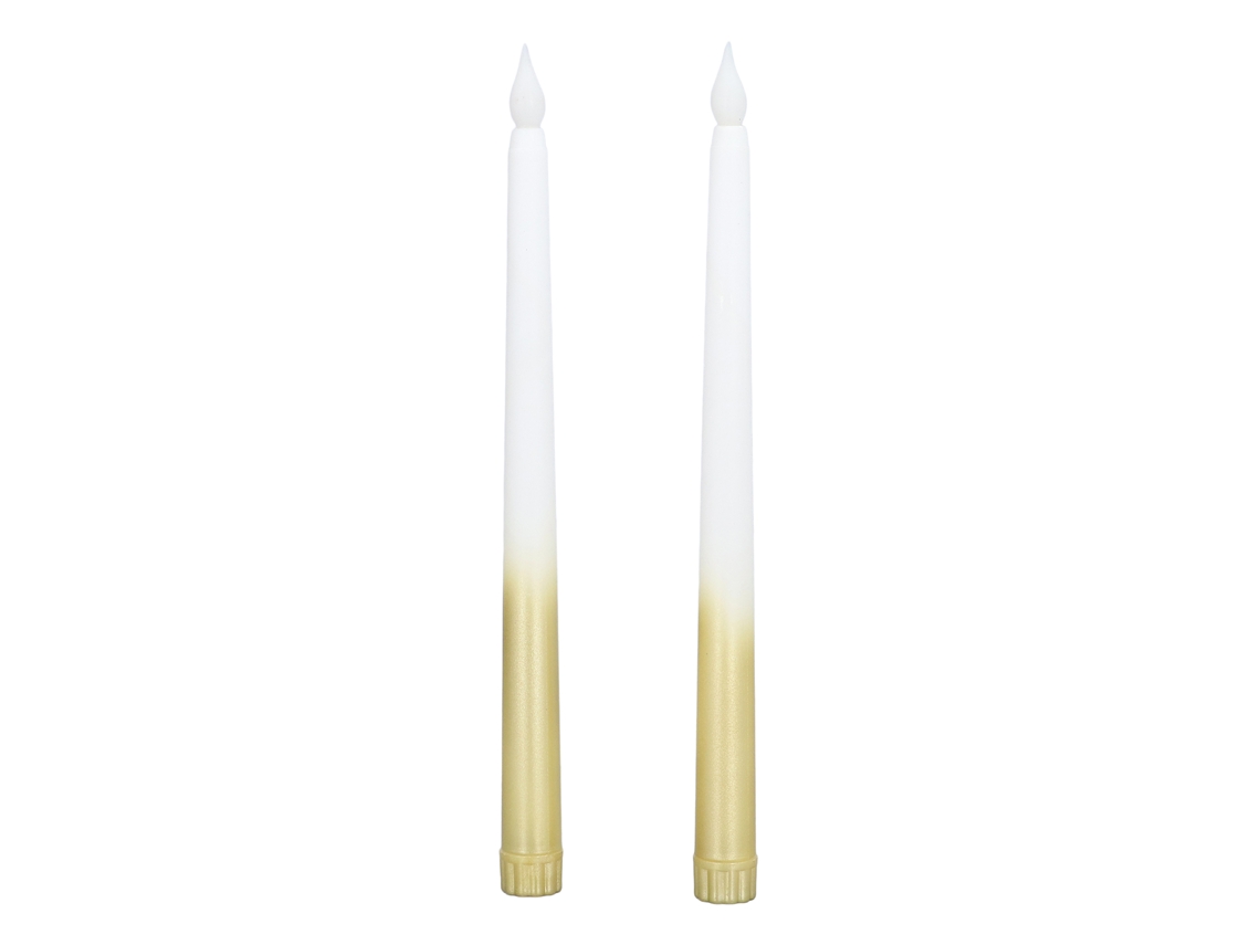 Laxiscreed Vela Taper Led Sem Chama, Portátil, Ideal Para Festas, Casamentos E Aniversários, Acabamento Dourado Spray