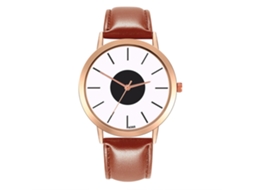 Relógio de quartzo com pulseira de couro, estilo simples e profissional, acessório elegante para homens, marrom claro.