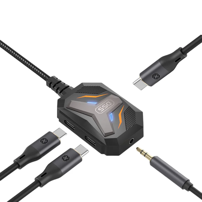 Adaptador Otimizado Para Jogos (preto/roxo) Com Qualidade De Áudio Superior, Compatível Com Carregamento Rápido E Troca A Quente.