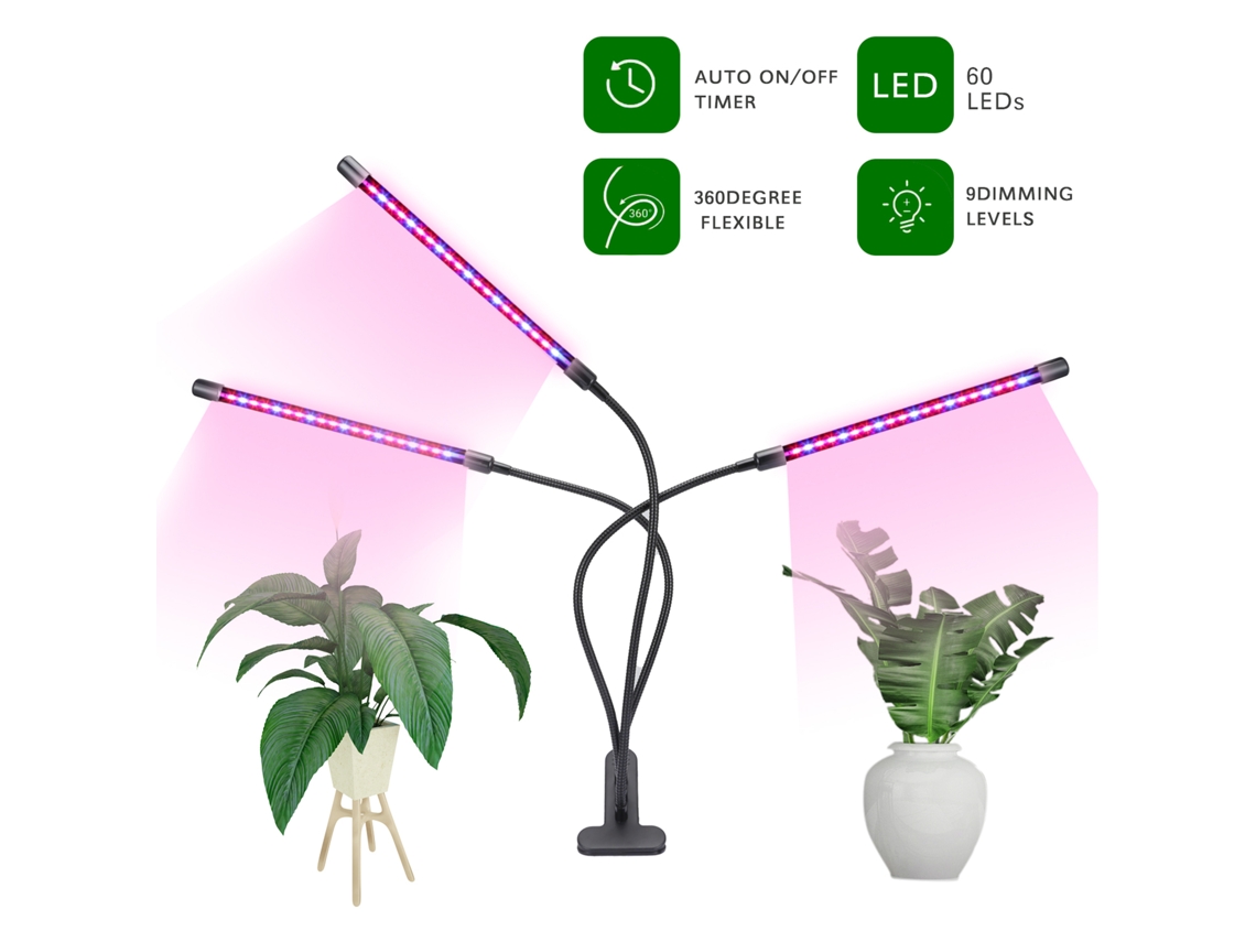 Lâmpada Crescimento 30w 60leds Timer 9 Níveis Brilho