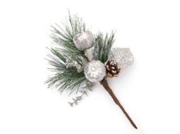 Arranjo De Ramos De Natal Com Flores, Laxiscreed, Em Tons Dourado, Prata E Vermelho Com Pinheiro, Bagas E Pinhas