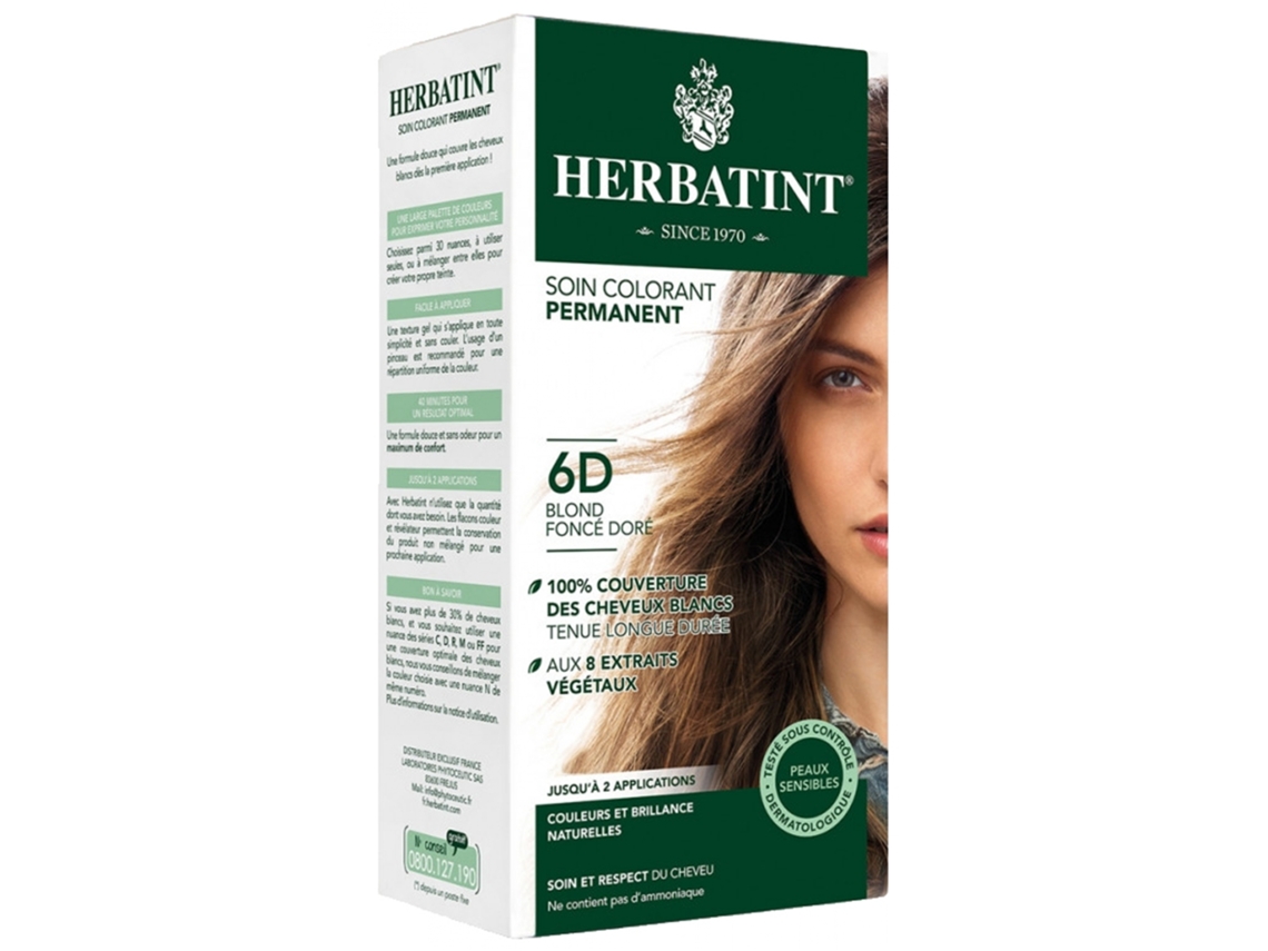 Cuidado de Cor Permanente 150 Ml Cor: 6D Loiro Dourado Escuro HERBATINT