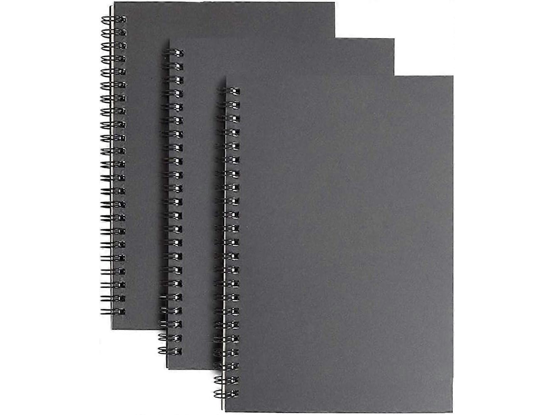 Caderno Espiral A5 Pautado, Pacote Com 3, Capa Mole, Diário, Capa Kraft, Preto, 100 Páginas/50 Folhas, Bloco De Notas, Planejador Brilvibera