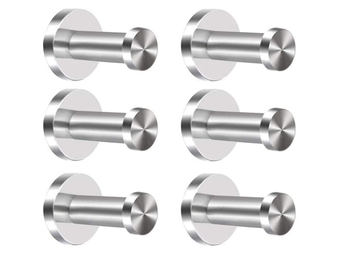 Conjunto De 6 Ganchos De Parede Em Aço Inoxidável Para Roupas, Roupões E Toalhas, Ideais Para Casa De Banho, Quarto E Cozinha