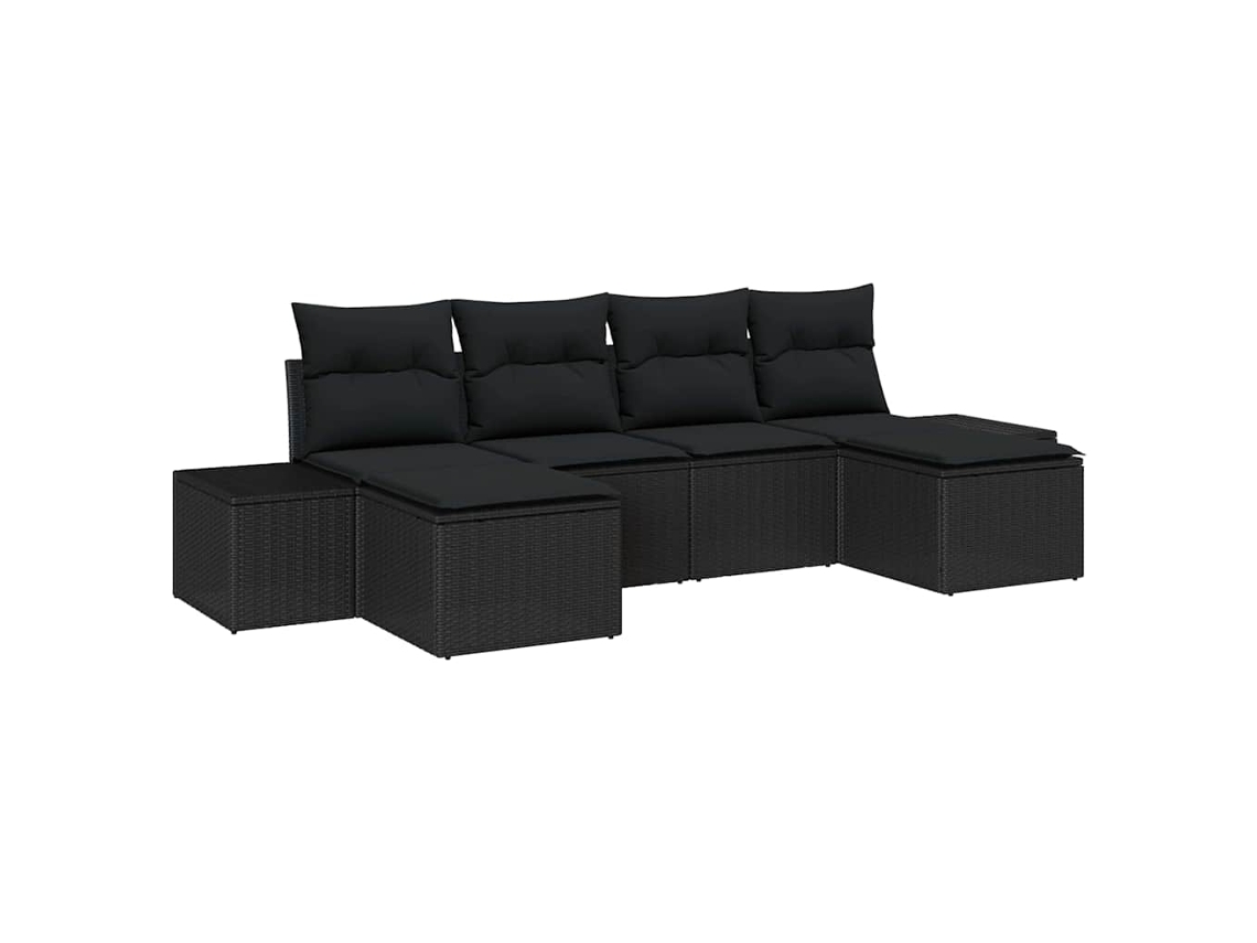 Conjunto 4 Móveis Para Exterior Vidaxl Preto Vime Pe (294 X 55 X 85 Cm)