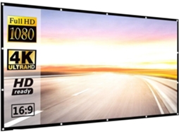 Tela de Projeção 100 Polegadas 16:9 Hd, para Uso Doméstico e Externo