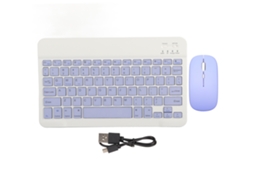 Teclado E Mouse Sem Fio Bluetooth 10 Polegadas Ultra Fino Recarregável Quieto Para Celular Laptop Roxo