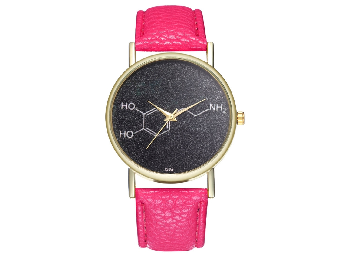 Relógio feminino Zhoulianfa em couro com pulseira de quartzo T296-a vermelho rosado