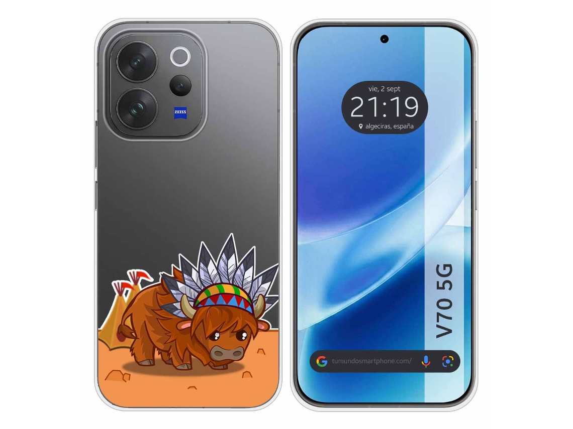 Capa Tumundosmartphone De Silicone Transparente Para Vivo V70 5g Com Desenho De Búfalo