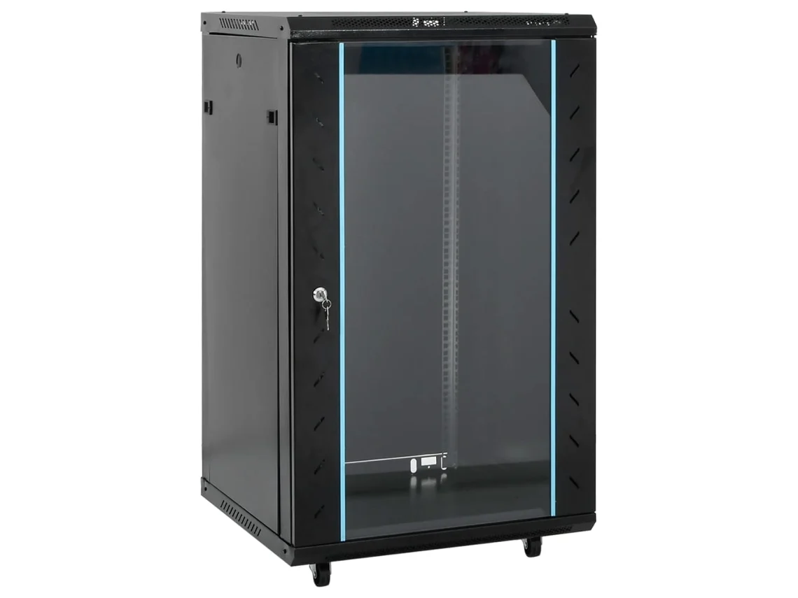 Vidaxl Armário Bastidor 18u C/ Pés Giratórios 19" Ip20 60x60x100 Cm
