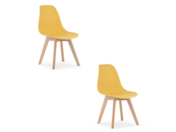 Cadeira De Jantar Conjunto De 2 Peças Kito Assento Mostarda, Pernas Naturais, Assento Ergonômico, Encosto