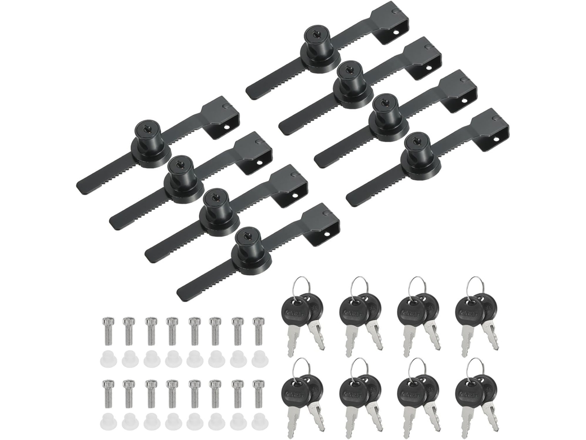 Fechadura Para Vitrine De Vidro, Conjunto 8 Peças Com Chaves
