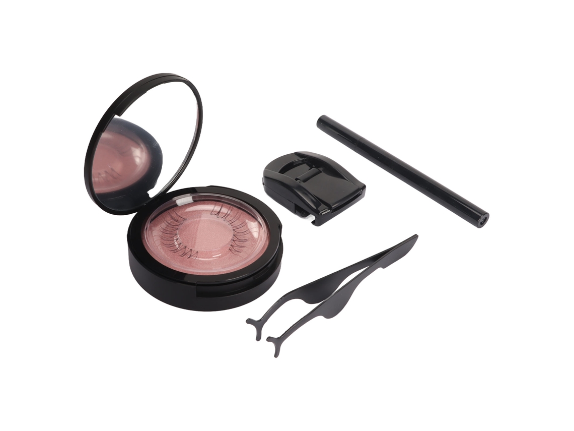 Kit De Cílios Falsos Com Eyeliner, Cola E Curlers - 2 Pares Portátil Para Maquiagem
