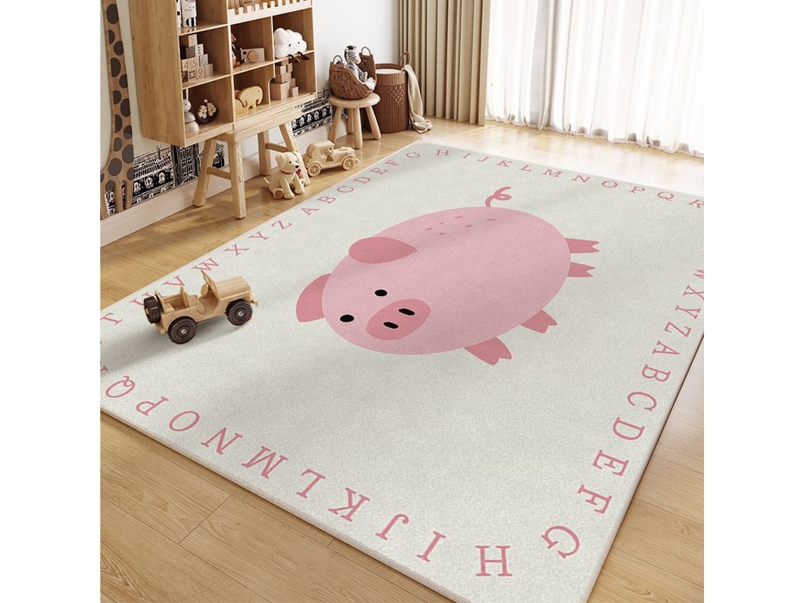 Tapete de Atividades com Alfabeto Animal, Tapete de Engatinhar para Crianças, Tapete Educativo Antiderrapante,porco/50x80cm GERTIZ