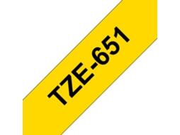 Fita Laminada Compatível Brother Tze651 Texto Preto / Fundo Amarelo 24Mm X 8M