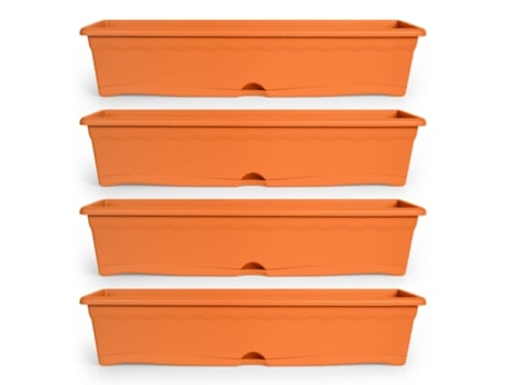 Vasos para Plantas PLASTIKEN com Prato Integrado Terra (4 Un - 6L - Terracota - 80 x 20 x 18 cm)