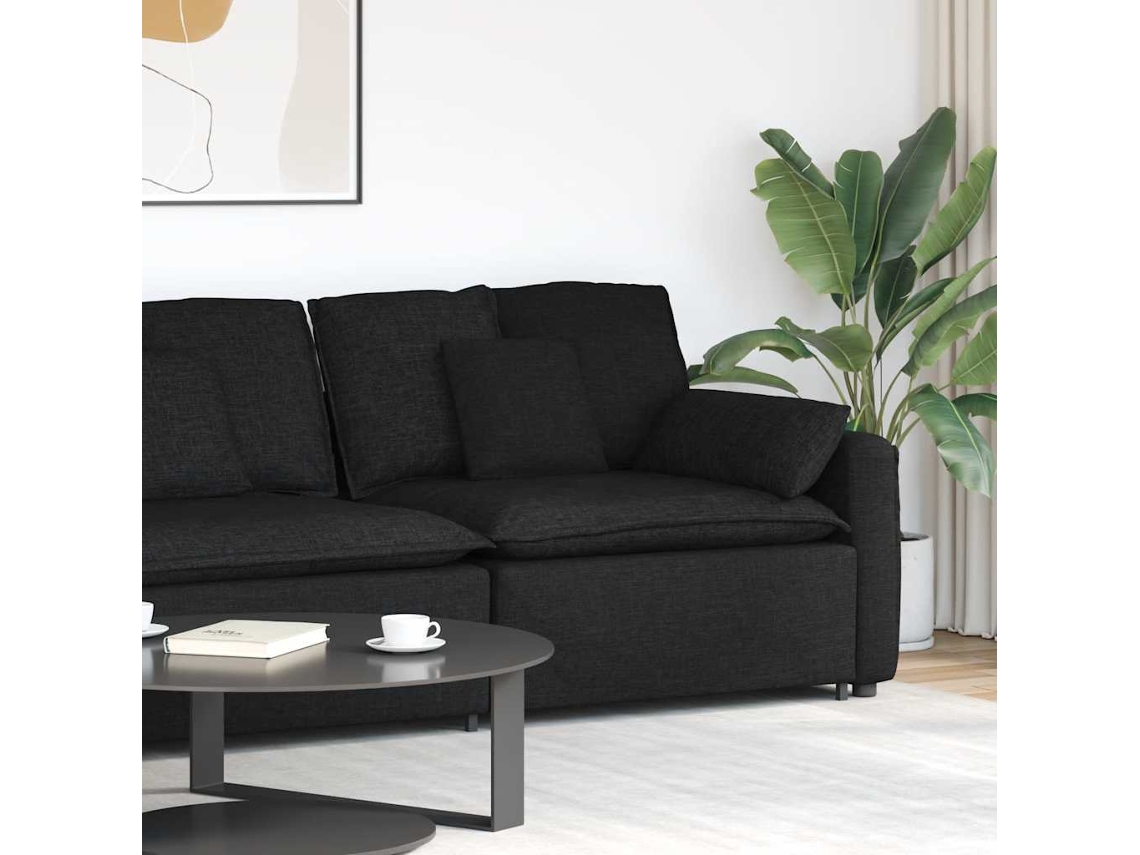 Vidaxl Módulo De Extremidade De Apoio De Braço Para Sofá Modular Com Almofadas, Preto, 100 Cm