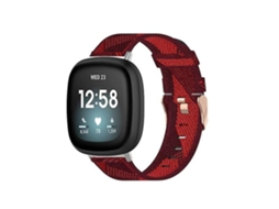 Lurelia Correia De Nylon Vermelha, Compatível Com Fitbit Versa 3, Acabamento Moderno